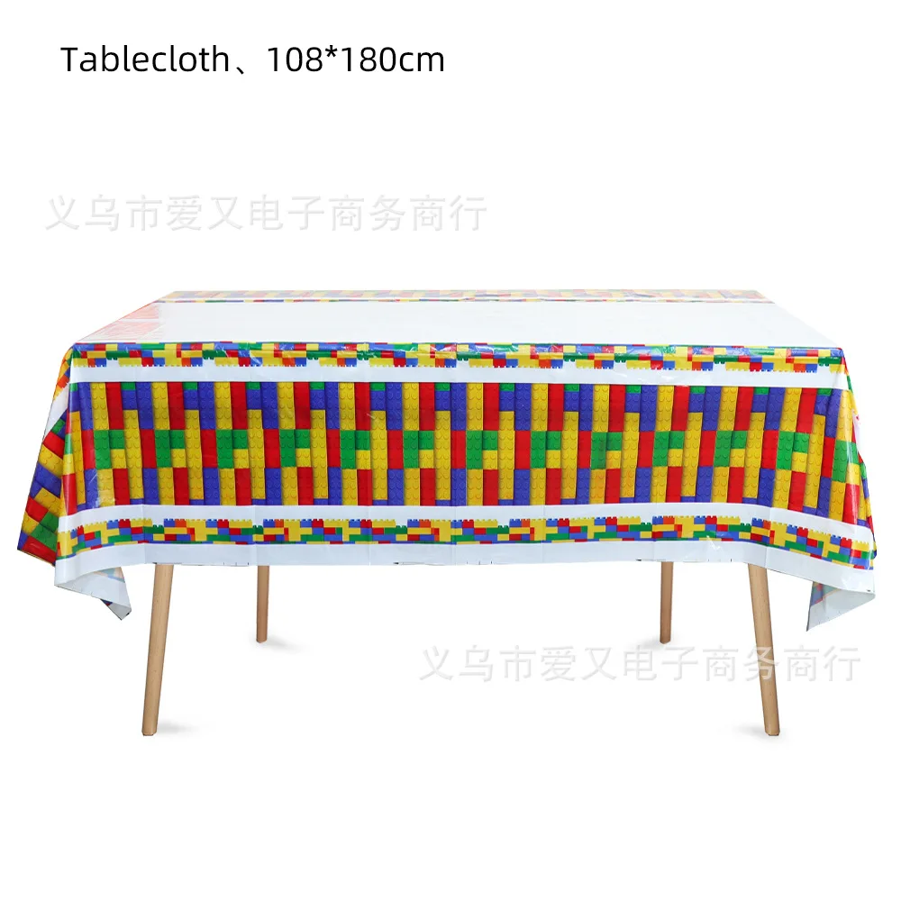 New Building Blocks Disposable Tableware Sets Kid Boys Birthday Party Decorations Paper Plate/Cup/Straw/Tablecloth |
