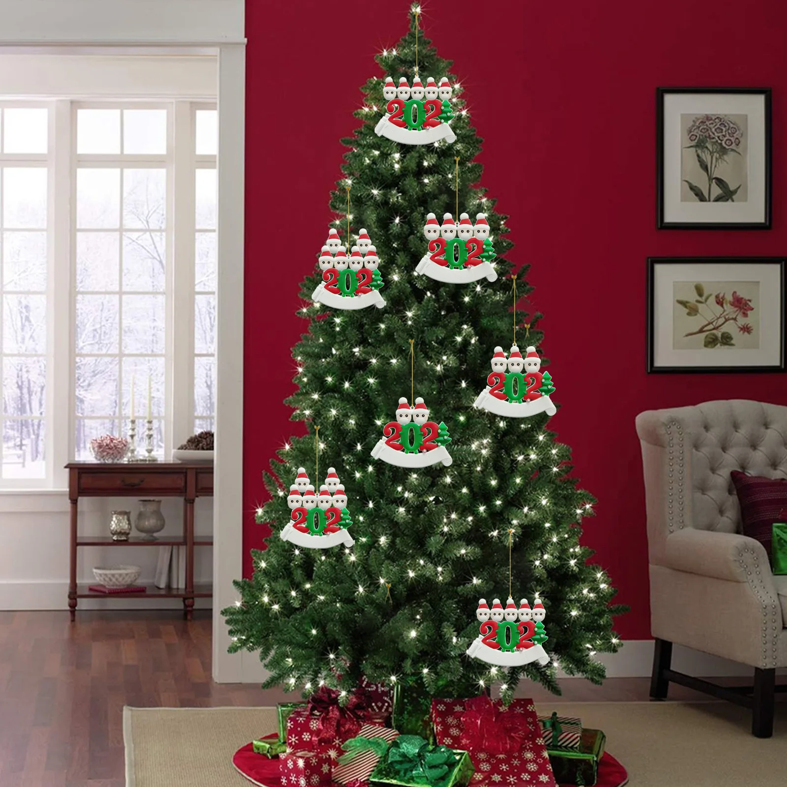 

2021 Family DIY Christmas Tree Ornament Personalized Survived Christmas Tree Resin Hanging Pendant New Year Xmas Decor For Noble