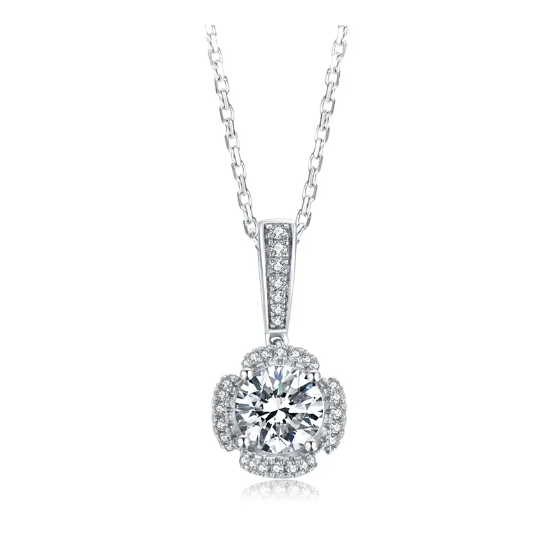 

Anu 1ct D Color Moissanite Diamond 18K White Gold Plated Pendant 40+2+3cm Necklace For Women Anniversary Gift Wholesale
