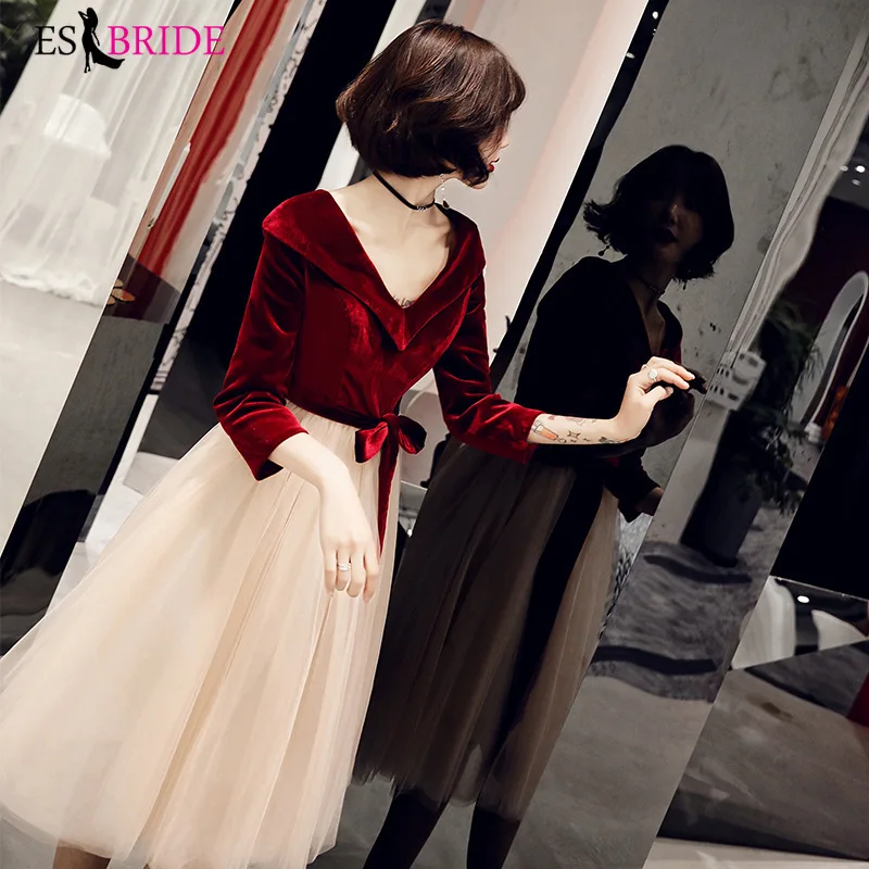 Red Muslim A-line Elegant Robe De Soiree Short Dress Arabic Special Occasion Dresses Formal DressesFellowship dress ES2475 | Свадьбы и