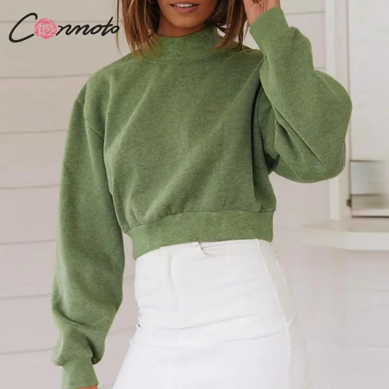 Женский короткий свитер Conmoto однотонный пуловер с длинными рукавами в Корейском