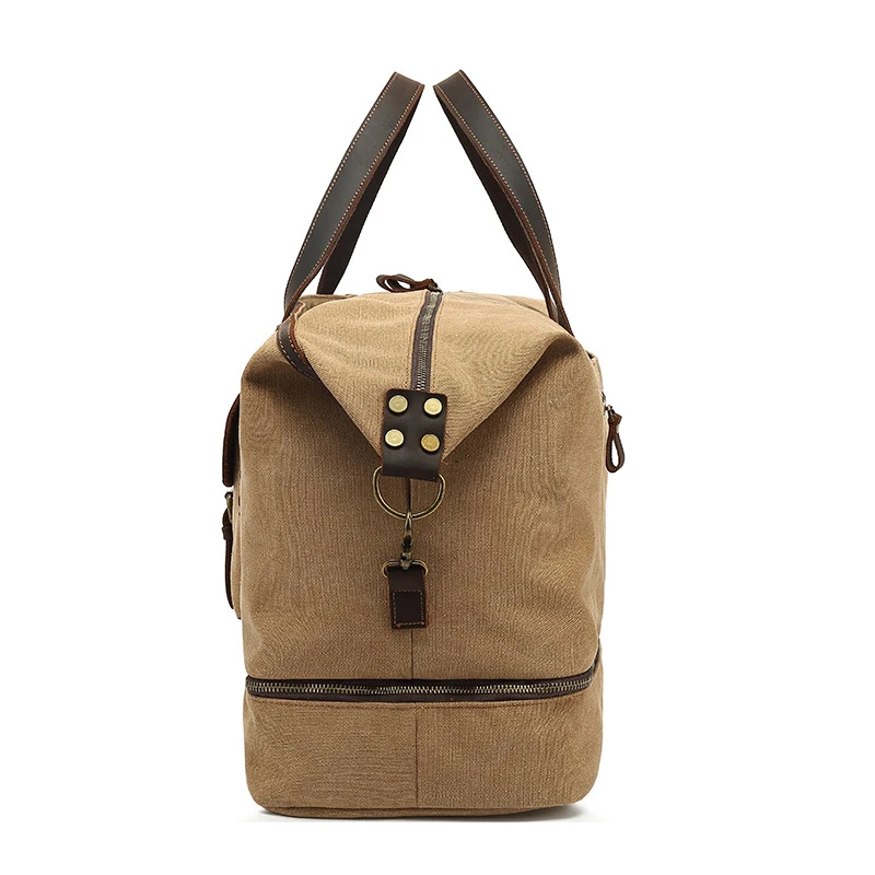 Dry-Wet Separation Duffle Bag Casual Canvas Large Capacity Weekend Outdoor Short Trip Clothes Storage Handbag Travel Accessories