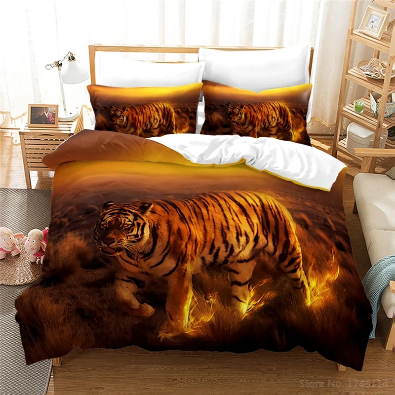 Комплект постельного белья с 3D принтом тигра животного и симпатичного ангела