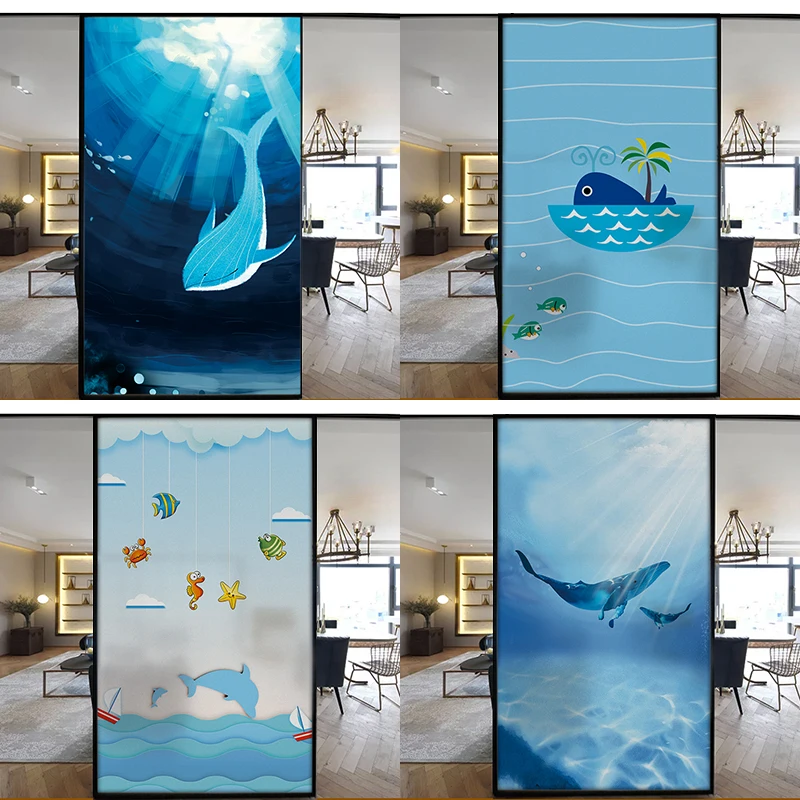 Sea Whale Custom Size Glass Sticker Static Cling Home Decoration Vinyl Tint Film For Window Door Cabinet Wardrobe DIY 50cmx100cm | Дом и сад