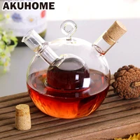 kitchen two in one oil can sealed glass oil control pot double soy sauce bottle oil vinegar bottle sealed condiment bottle olive