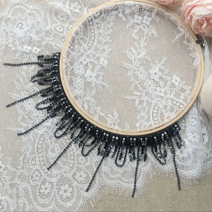 Luxury rhinestone beaded lace tassel collar decoration clothing DIY necklace hanging beads trim jewelry material | Дом и сад