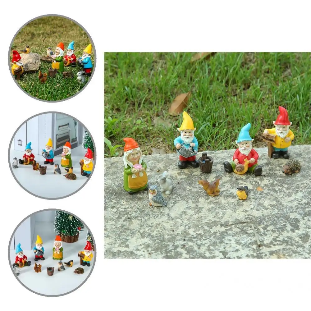 

10 шт./компл. миниатюрные гномы, Красивая статуя газона, приветственный знак, забавный, отличная деталь, карликовый Декор