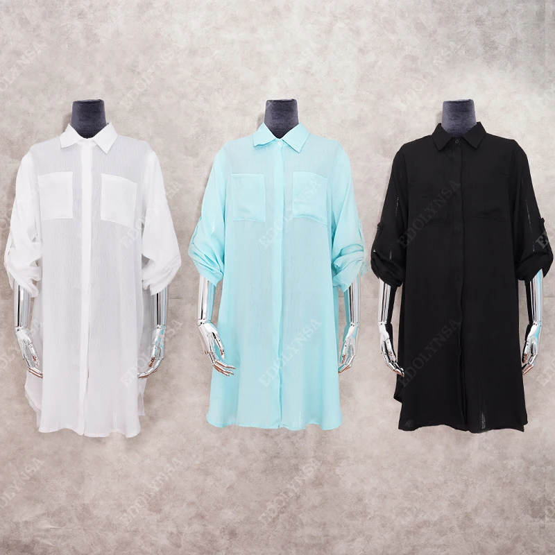 2023 женская рубашка с карманами пляжные рубашки Пляжная рубашка-саронг топы