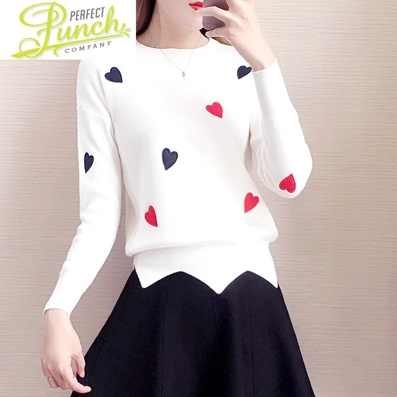 

Women Knitted Sweaters Pullover 2021 New spring Autumn O-Neck Embroidery Slim Knitwear Jumpers Pull Femme Womens Top KJ5621
