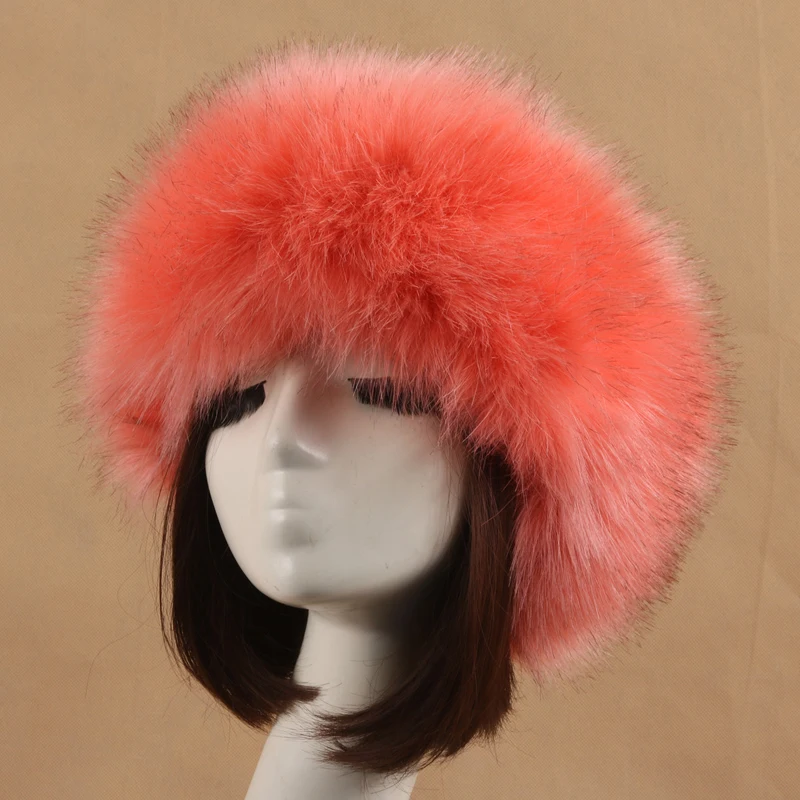 New Winter Thick Furry Hairband Fluffy Russian Faux Fur Women Girl Fur Headband Hat Winter Outdoor Earwarmer Ski Hats Hot Sale images - 6