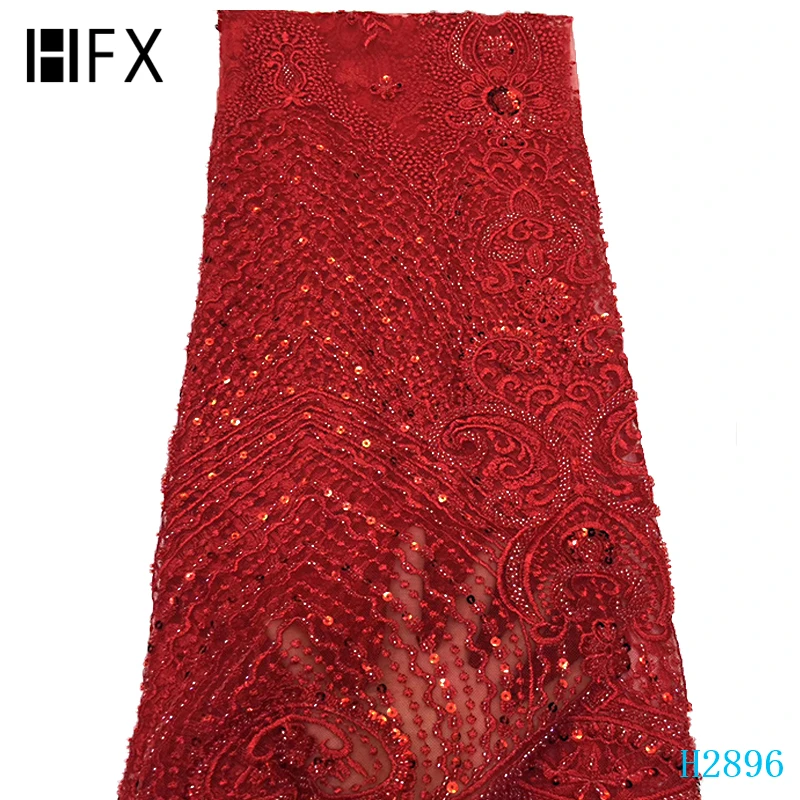 HFX 3d кружевная ткань розовый серый африканская французская кружевная ткань высокого качества Высококачественная ручная работа с бисером Свадебная, нигерийская, кружевная ткань F2126