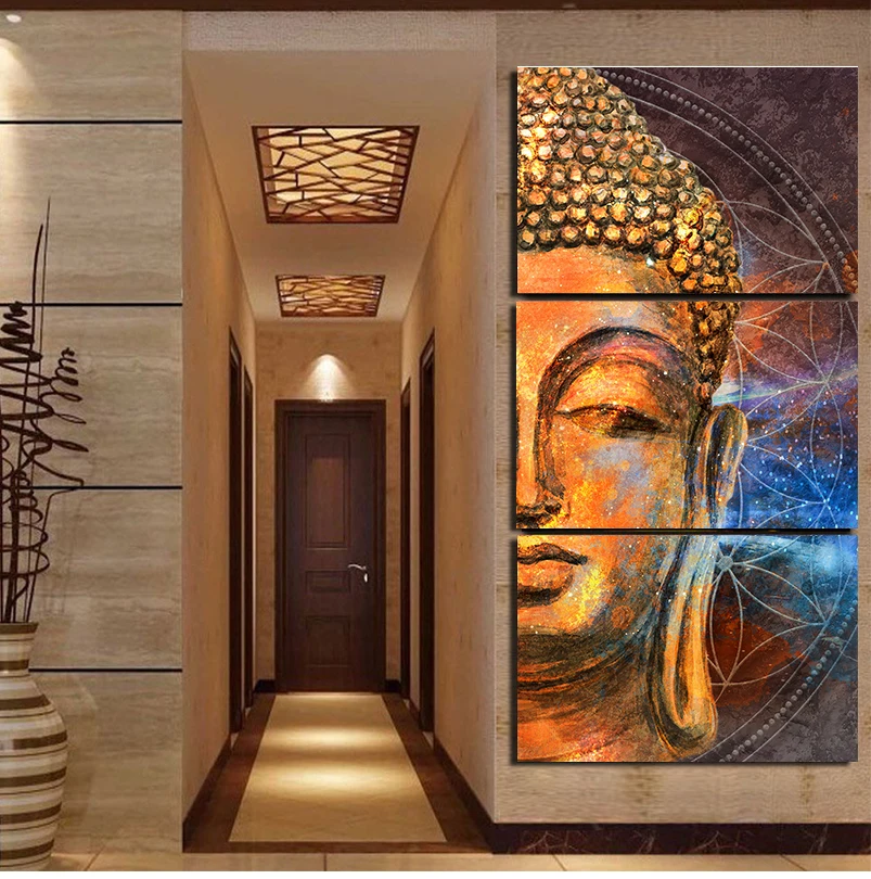Современные настенные картины с абстрактным изображением Будды HD Печатный 3 шт.