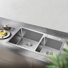 3 мм кухонная раковина из нержавеющей стали, двойная чаша, матовая серебряная, над стойкой, умывальник, раковина толщиной для домашнего обустройства, двойная раковина