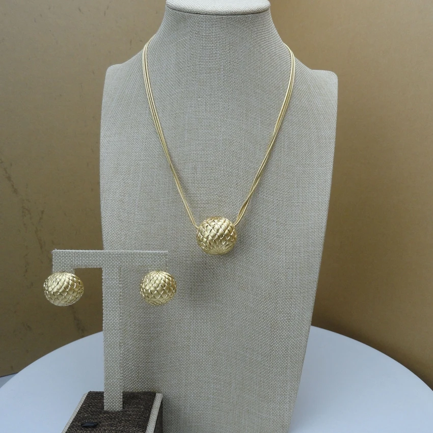 Yuminglai Итальянский Золотой 24K Дубай комплект ювелирных изделий ожерелье и серьги