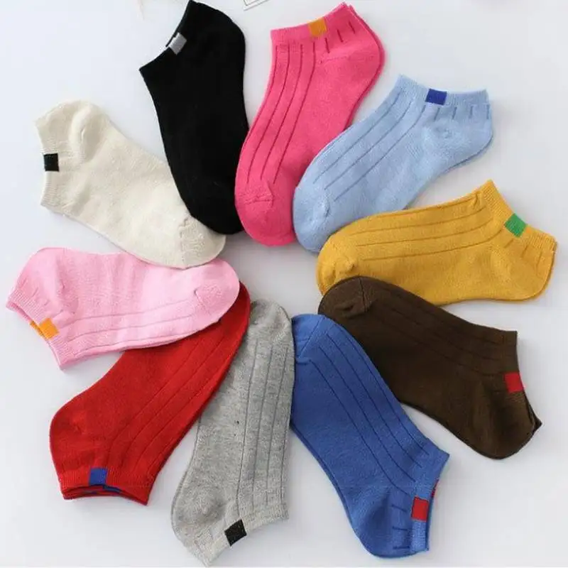 

5Pairs Fashion Solid Color Women's Boat Socks Student Low-cut Non-slip Invisible Short Socks Harajuku Style Girl and Ankle Socks