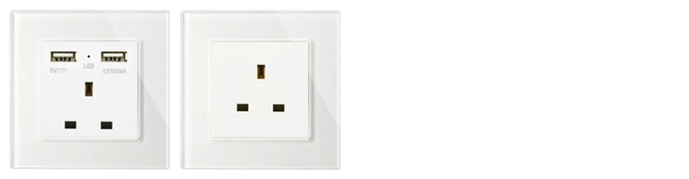 Atlectric Великобритания Стандартный штекер двойной USB порт адаптер питания настенная розетка электрическая розетка из закаленного стекла Панель