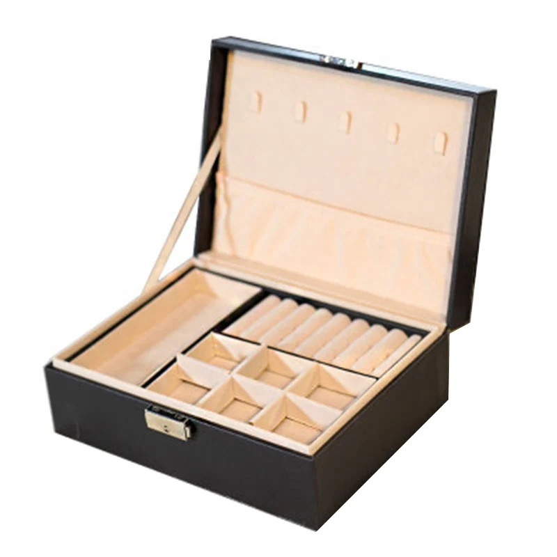 Изысканная шкатулка для ювелирных изделий женский кожаный Органайзер хранения