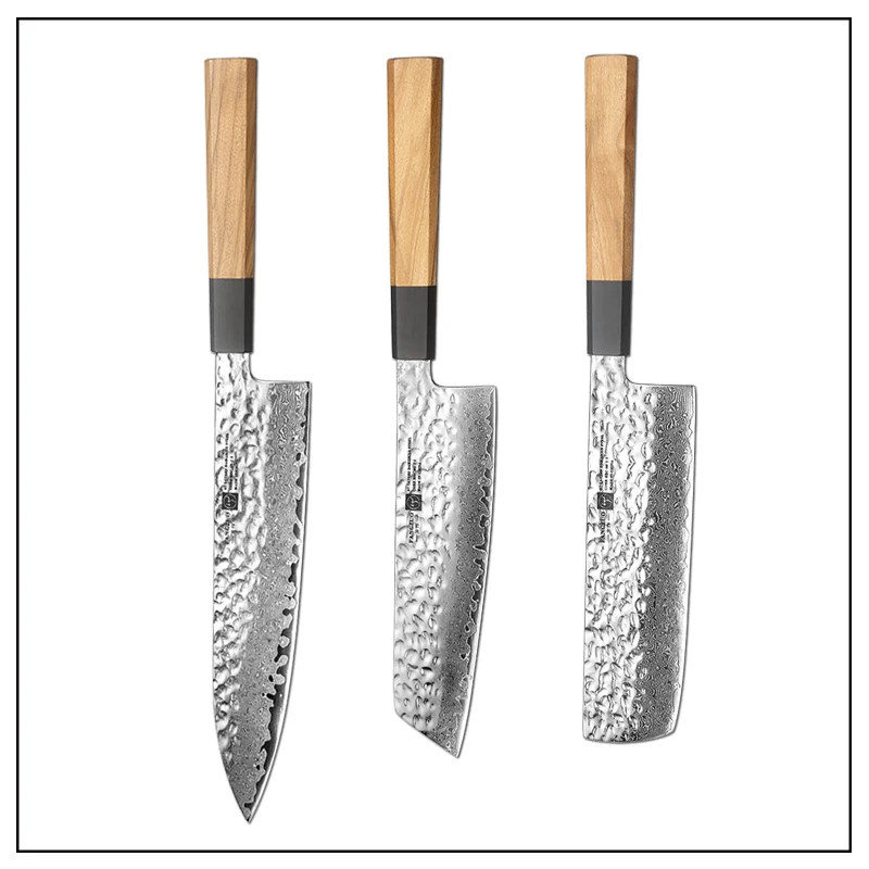 

FANGZUO 1-3PC Kitchen Knife Set Professional Damascus Steel Chef Bread Paring Santoku Sharp Nakiri Cook Knife Kitchen Knife