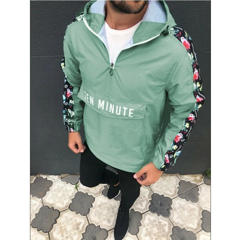 Мужская Уличная толстовка с капюшоном куртка топы длинным рукавом буквенным