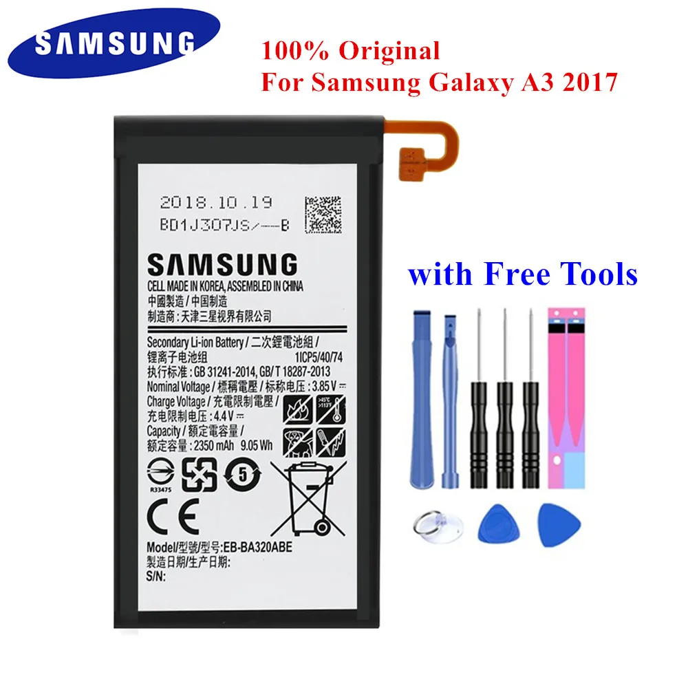Аккумулятор для Samsung Galaxy A3 (2017) 100% оригинальный аккумулятор A320 A320Y A320FL A320F/DS A320Y/DS 2350