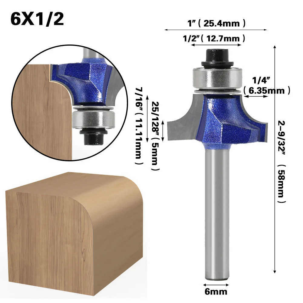 

6mm Shank Corner Rounding Router Bit Round Over Milling Cutter