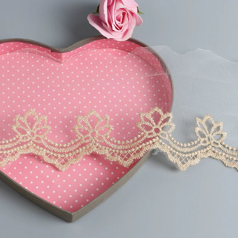 1 ярд 91 см кружевная отделка тюль вышивка ткань 10 гипюр золотая лента для платья