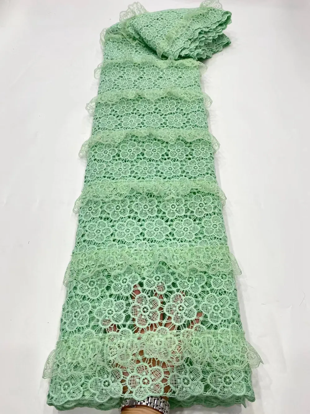 

High End Chiffon Embroidery Soft Guipure Lace 5Yards Cupion Cord Lace Fashionable Modern Traditional West African Inspire Fabric