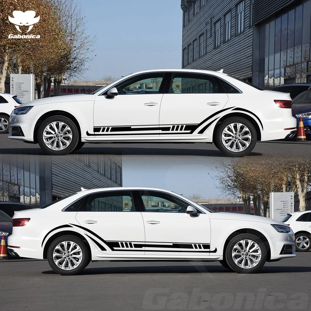 Новинка 2 шт. автомобильные полосы боковые наклейки для Audi VW Ford BMW Benz Renault