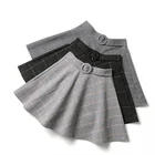 Мини-юбка женская с завышенной талией, модные Клетчатые Шерстяные плотные шорты, трапециевидная Студенческая юбка в стиле Харадзюку, Осень-зима