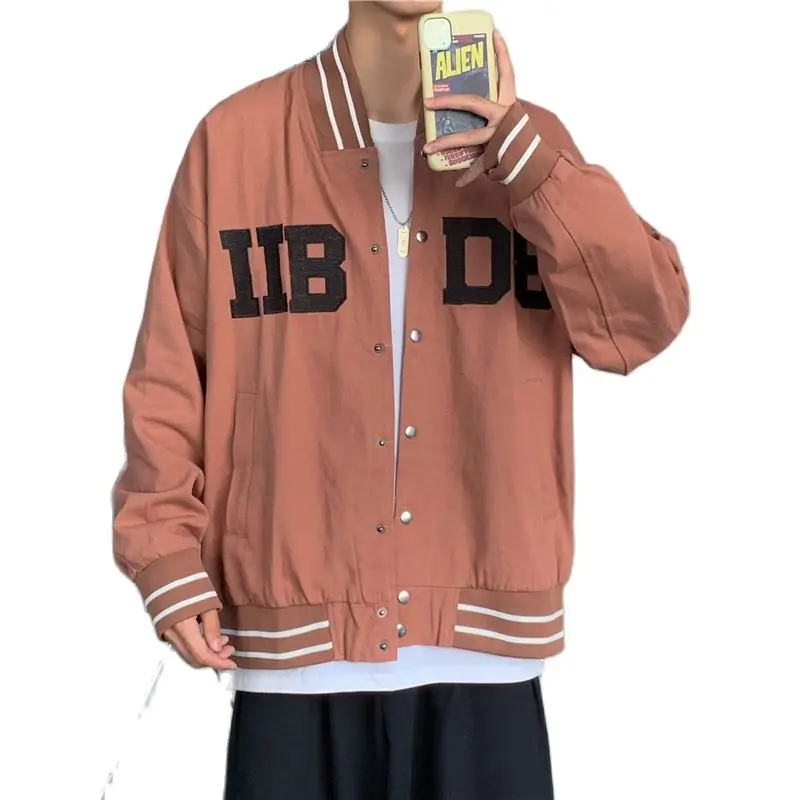 

Мужская повседневная куртка, осень 2021, куртки для пар в гонконгском стиле, свободная куртка с популярным логотипом, студенческий МУЖСКОЙ БЕ...