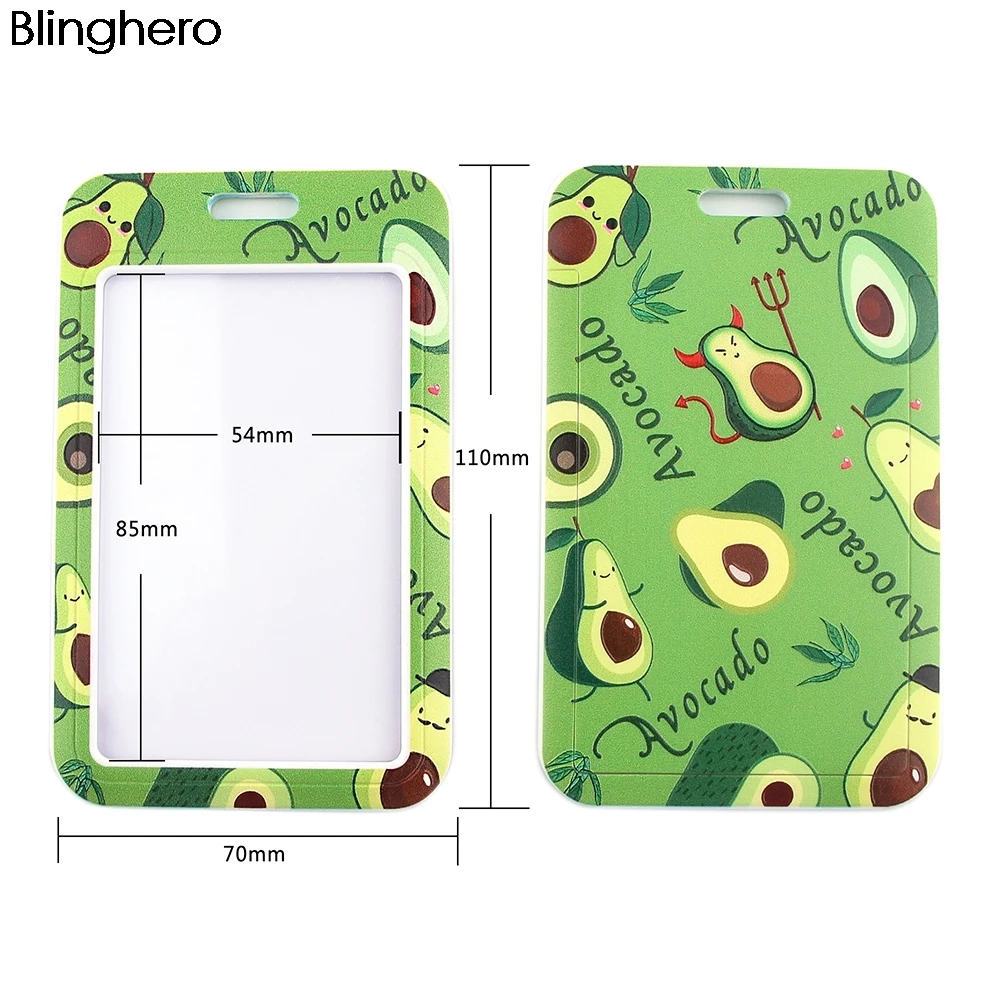 

20pcs/lot BH1270 Blinghero Cartoon Cat ID Card Holder Anime Credit Card Holder Neck Strap Avocado Card ID Holders Identity Badge