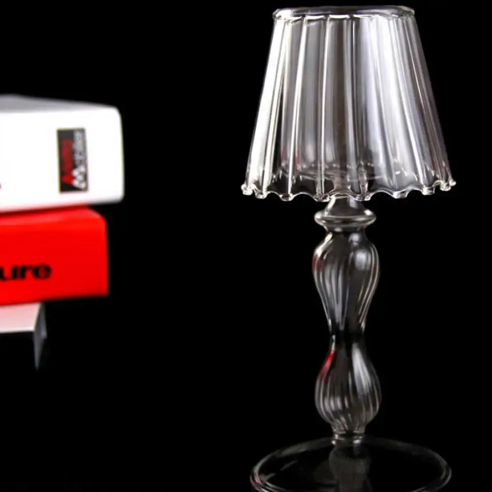 

Glass Candlestick Creative Stripe Design Glass Tealight Candle Cup For Party Wedding Bar Party Home Decor Candlestick 18.5cm