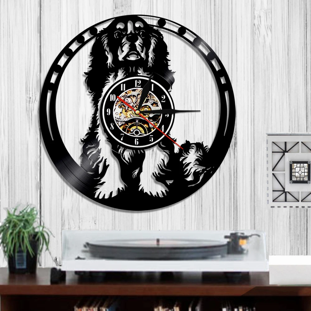 Кавалер Кинг чарльз спаниель собака 3D настенные часы виниловая Запись щенок Ainmal