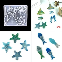epoxy resin silicone mold mediterranean style sailboat starfish shell wall hanging wind chime mould diy crafts casting home deco