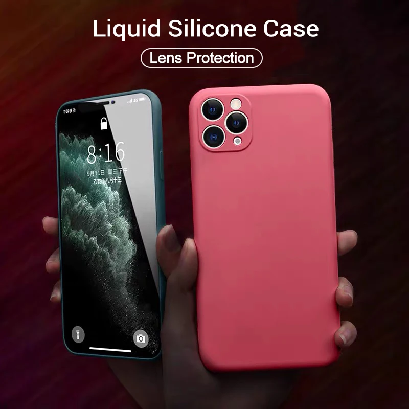 Жидкий силиконовый чехол для iphone 11 12 Pro Max X XS XR Ультратонкий Мягкий карамельных