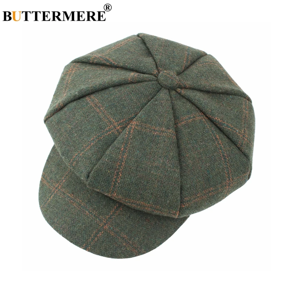 BUTTERMERE, женские шерстяные твидовые колпачки, Newsboy, женские, мужские, винтажные, армейские, зеленые, клетчатые, плоские шапки, весенние, для художников, таксистов, Duckbill, шапка