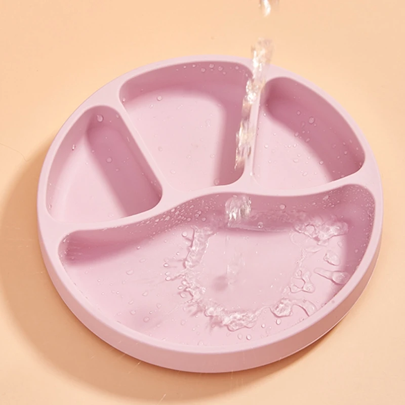 

Baby Silicone Suction Cup Dinner Plate Baby Food Supplement Bowl with Lid