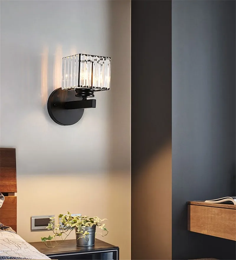 Modern K9 Crystal Mirror Gold Black Wall Lights Lamps Sconce Fixtures for Hallway Bedside Living Room | Лампы и освещение
