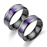 classic titanium steel finger ring gradient purple color 8mm vintage couple wedding rings for men women lovers simple jewelry