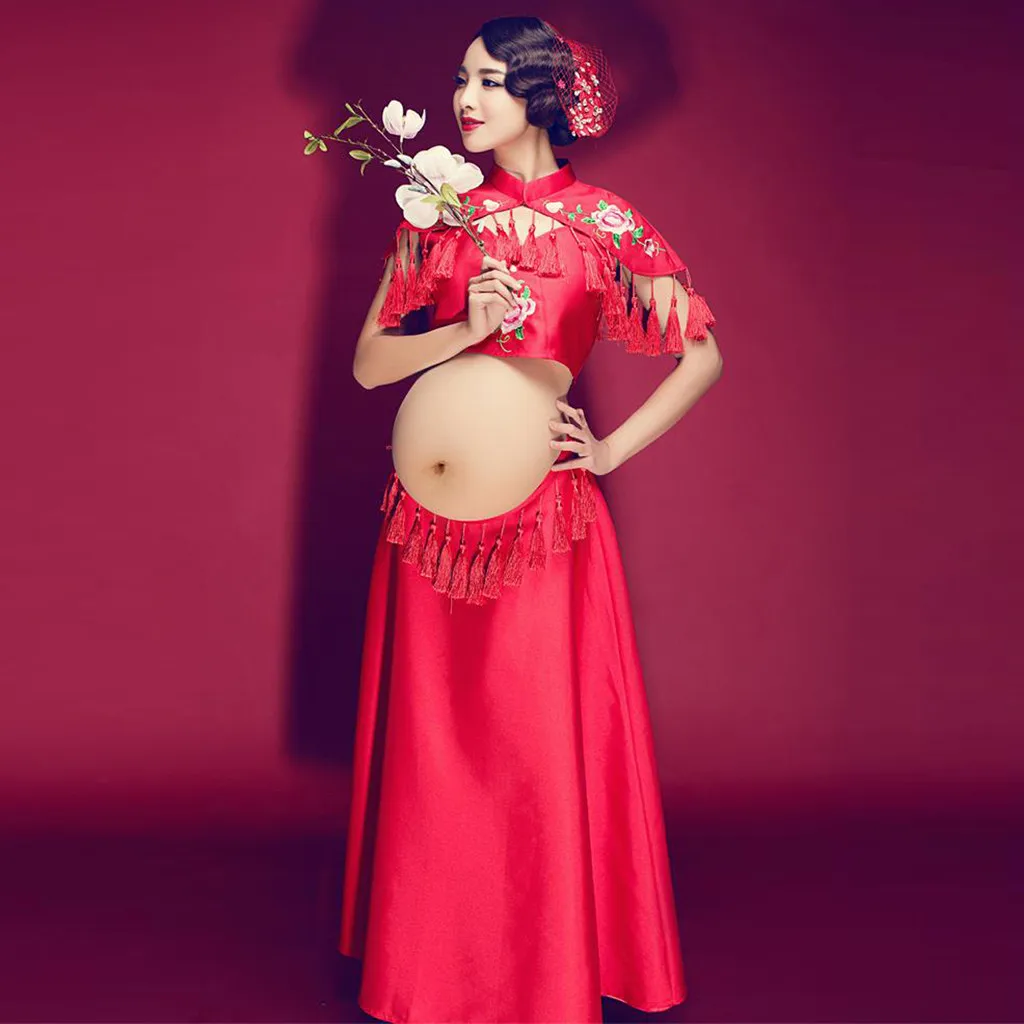 Длинные беременности и родам Подставки для фотографий Беременность платье