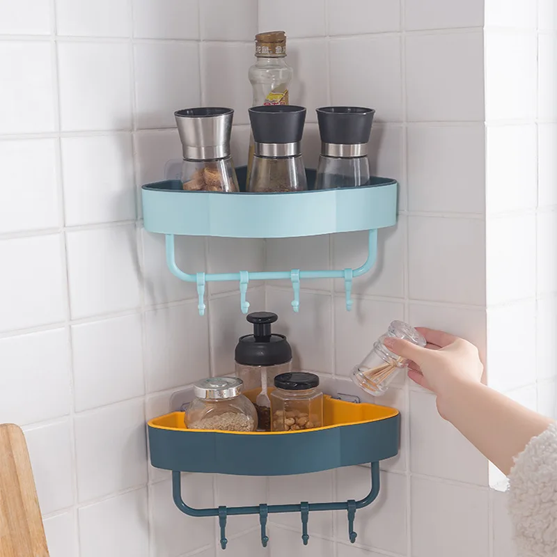 

Hot Kitchen Toilet Storage Rack Wall Holder Space Saver Bathroom Corner Shelves Shampoo Holder Mess Shower Organizer