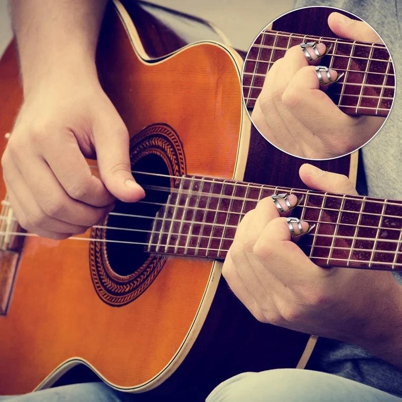 

15 Pcs Adjustable Finger Picks Plectrums Stainless Steel Guitar Finger Picks with Storage Box for Ukulele B Banjo