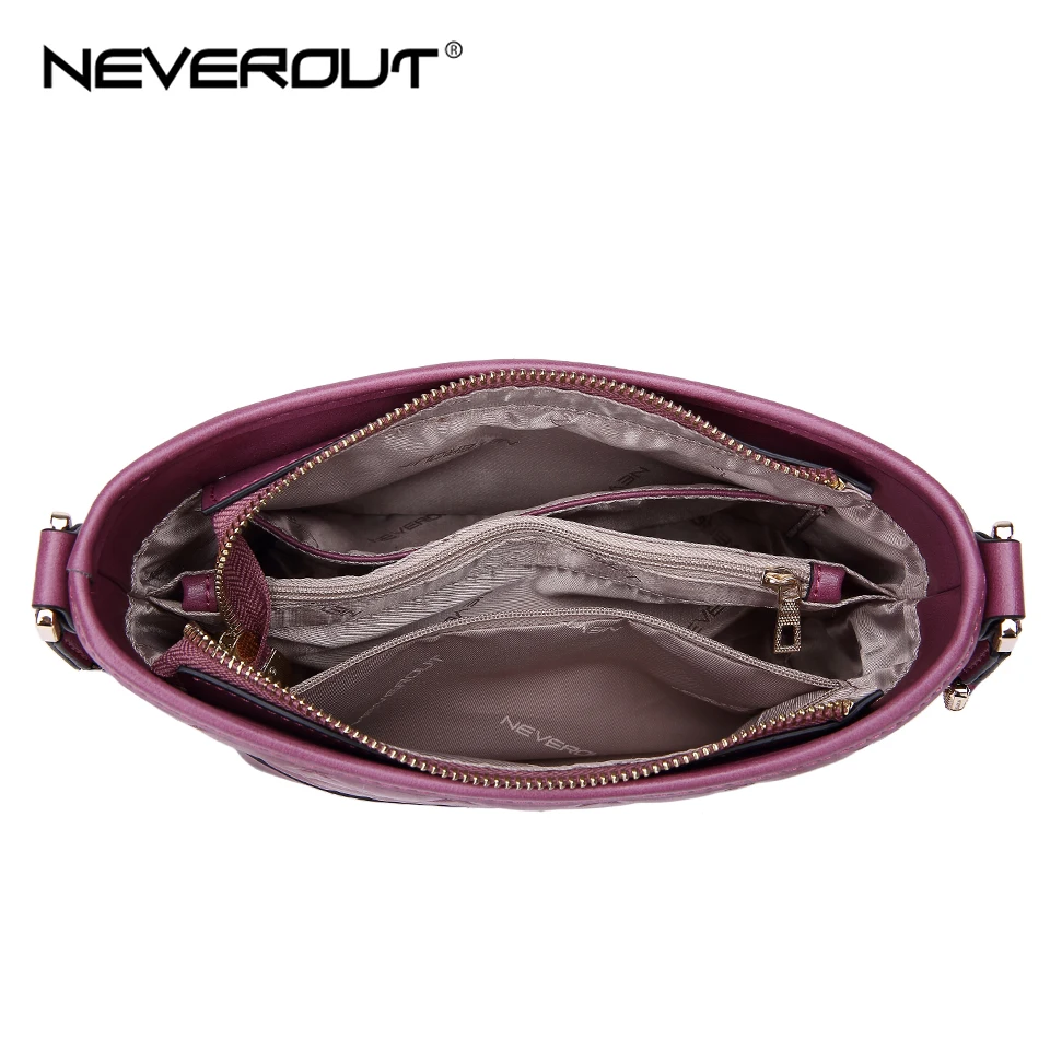 Женская сумка мессенджер NEVEROUT черная/розовая через плечо из спилка высокого