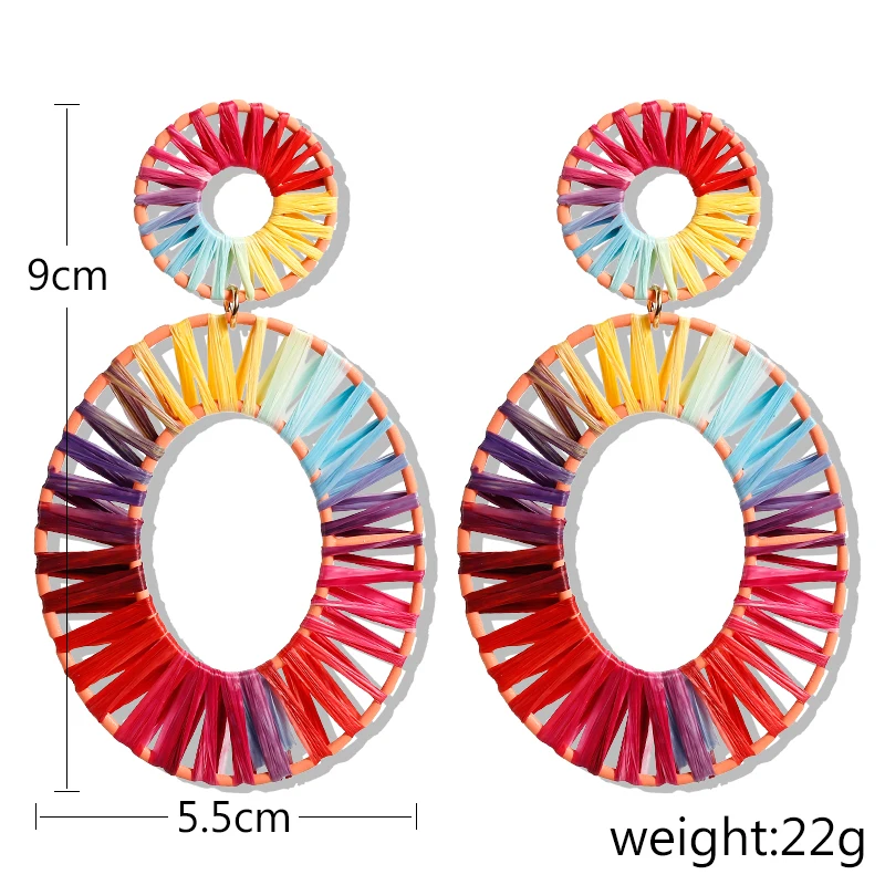 

Fashion Raffia Rattan Drop Earrings For Women 2019 Statement Geometric Big Oval Weave Hanging Dangle Earring Jewelry Wholesale