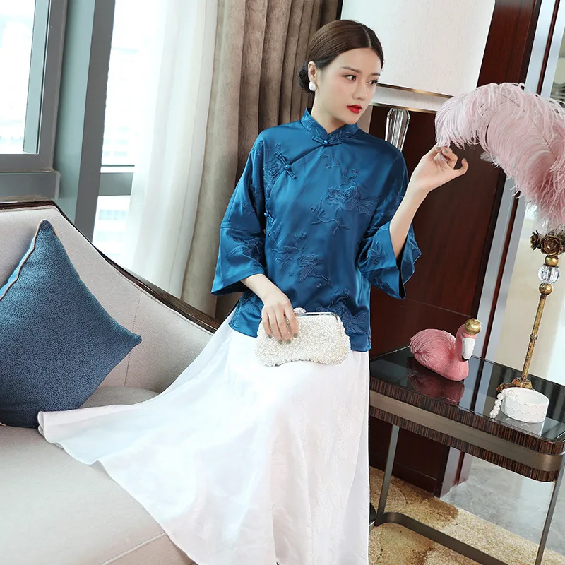 

Блузка женская шелковая с отложным воротником, элегантная офисная рубашка свободного покроя с цветными вставками, модный топ, лето 2020