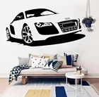 Плакат для автомобильного магазина, Настенная Наклейка на стену винил, искусство, дизайн, автомобильный Автомобиль, Audi, гоночный автомобиль, домашний декор, красота, современные наклейки W570