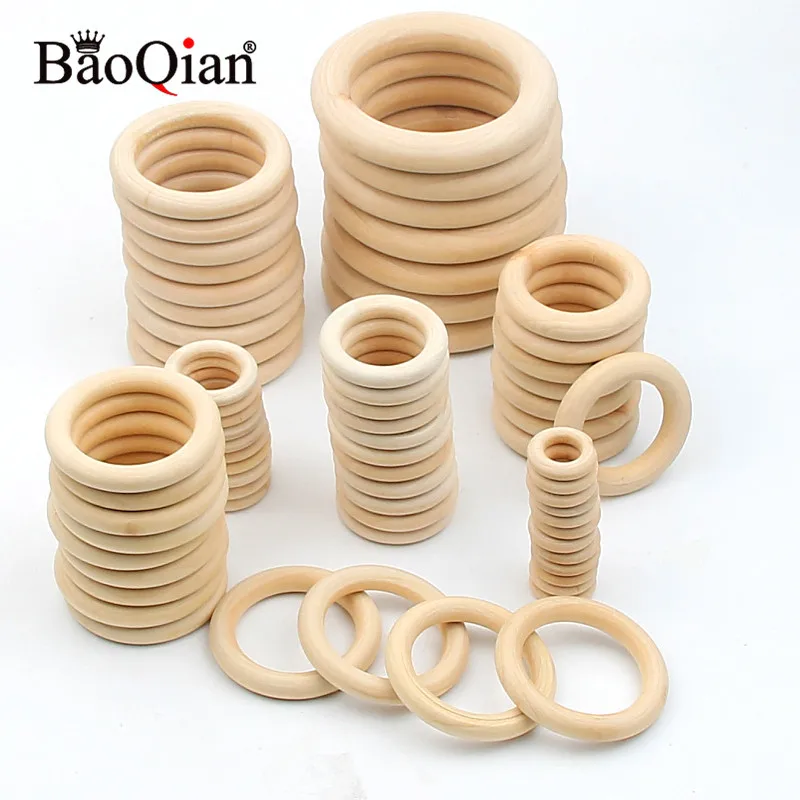 

14 Size Natural Wood Circle DIY Crafts For Jewelry Making Baby Teething Wooden Ring Kids Toy Ornaments Accessories