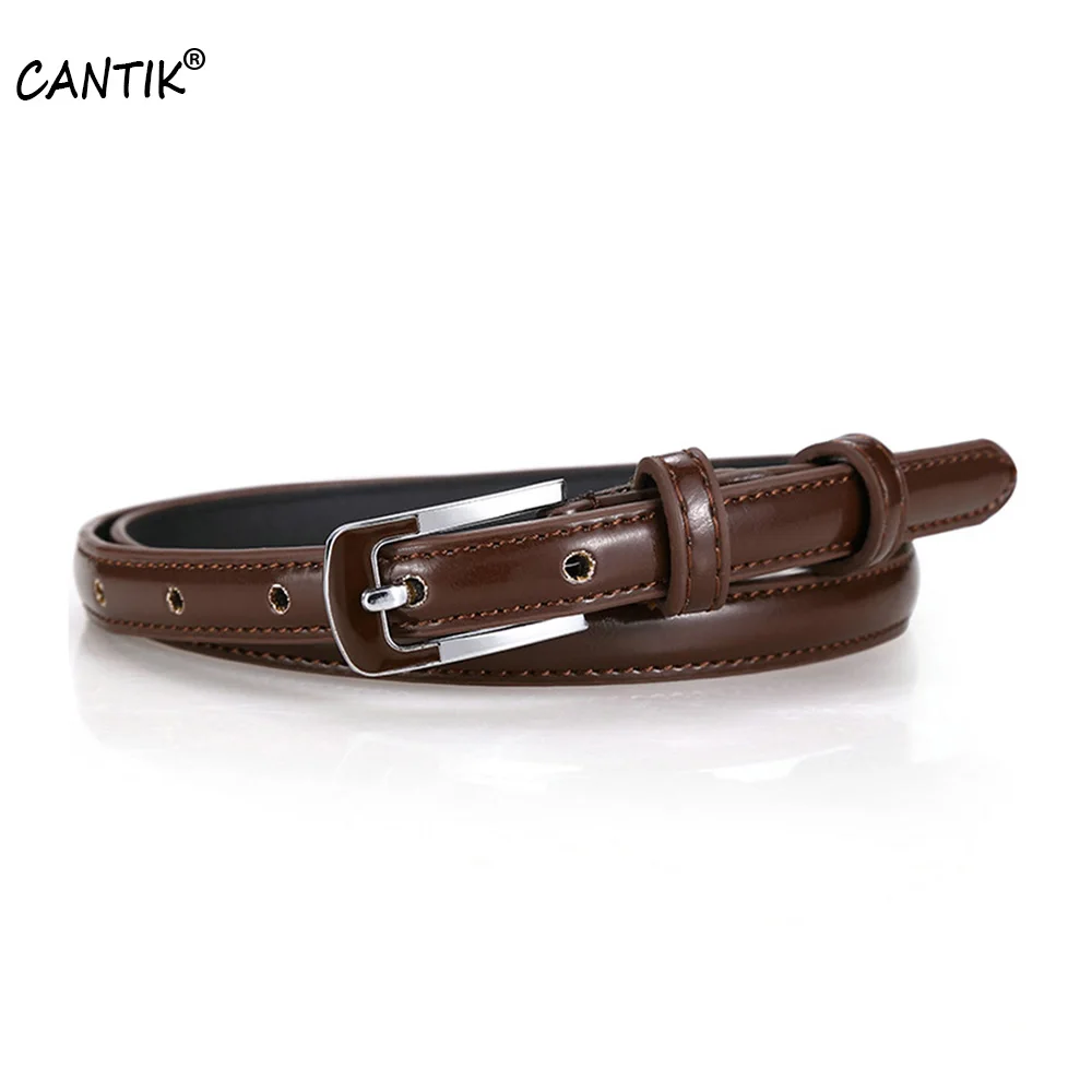 CANTIK Ladies Fashion Genuine Leather Belts Alloy Pin Buckles Metal Candy Sweet Style Accessories for Women 1.5cm Width FCA058
