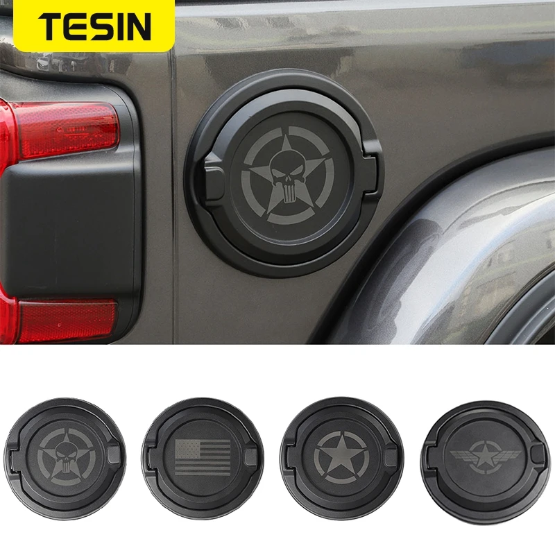 

TESIN Tank Covers for Jeep Wrangler JL 2019 Unlimited 2 4 Door Gas Tank Cap Fuel Filler Door Cover For Wrangler JL 2018-2021