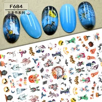 10pcs color skull and flower nail art nail stickers christmas snowflake nail art decoration transfer decal set